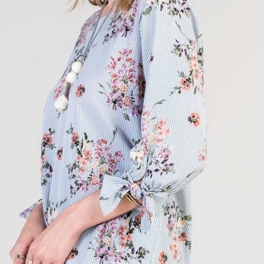 Les Amis Floral and Striped Top